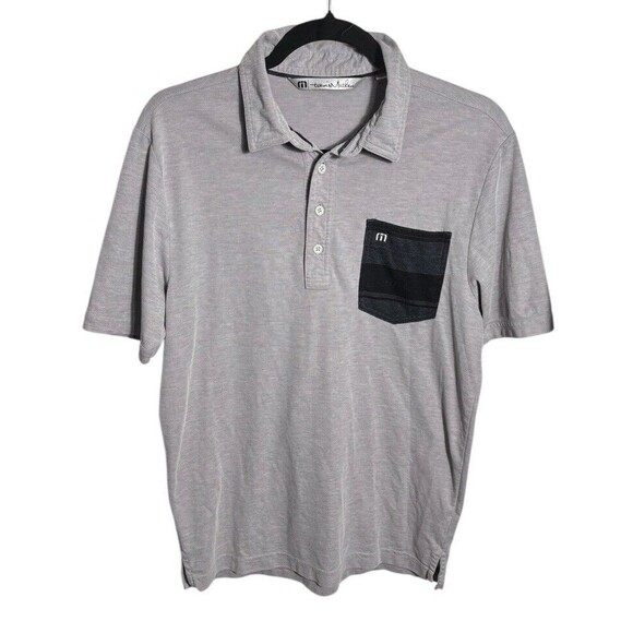 Travis Mathew Golf Polo Gray Size Small Patchwork‎ Pocket - Picture 1 of 3